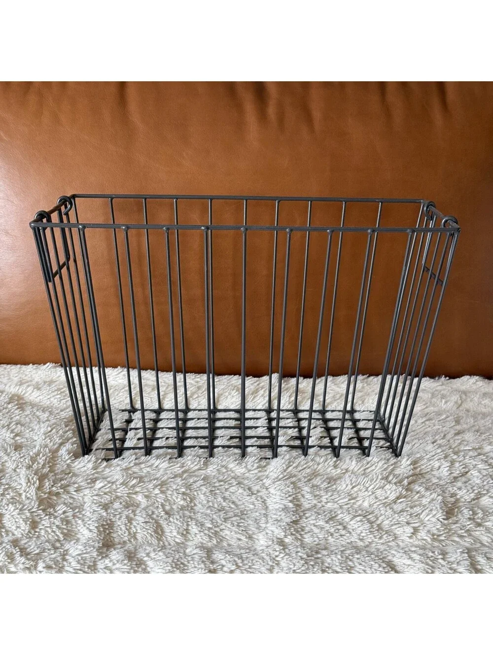 Set of 2 Black Metal Wire Storage Baskets w/ Handles